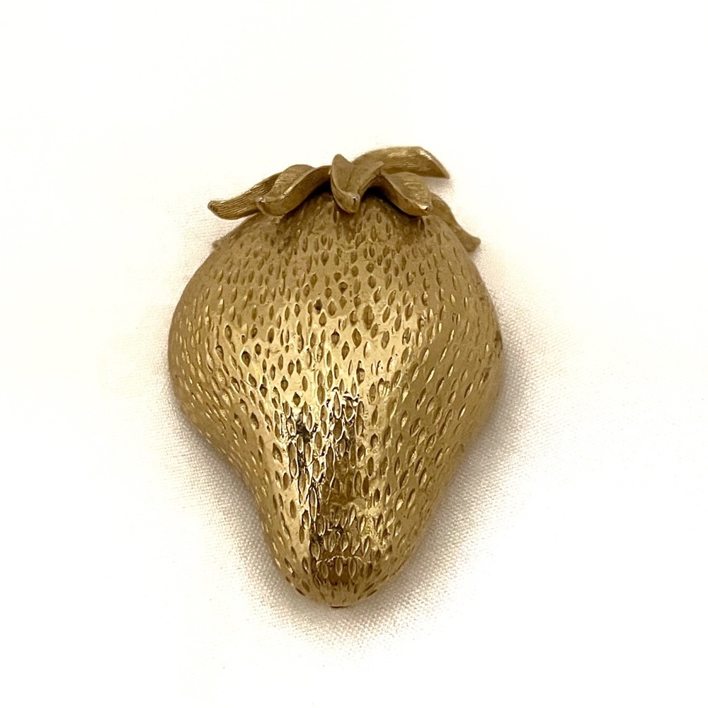 Monet strawberry brooch pin vintage gold tone textured